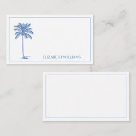 Monogram aus Blue und White Palm Palmetto Tree Mitteilungskarte