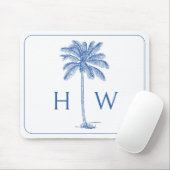 Monogram aus Blue und White Palm Palmetto Tree Mousepad (Mit Mouse)