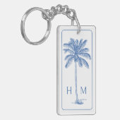 Monogram aus Blue und White Palm Palmetto Tree Schlüsselanhänger (Vorderseite links)