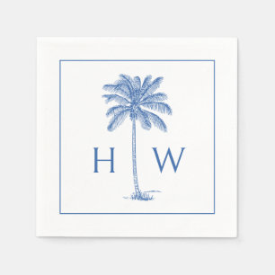 Monogram aus Blue und White Palm Palmetto Tree Serviette