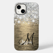 Monogram aus goldgegossenem Metall-Silber-Glitzer Case-Mate iPhone Hülle (Rückseite)