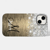 Monogram aus goldgegossenem Metall-Silber-Glitzer Case-Mate iPhone Hülle (Rückseite (Horizontal))