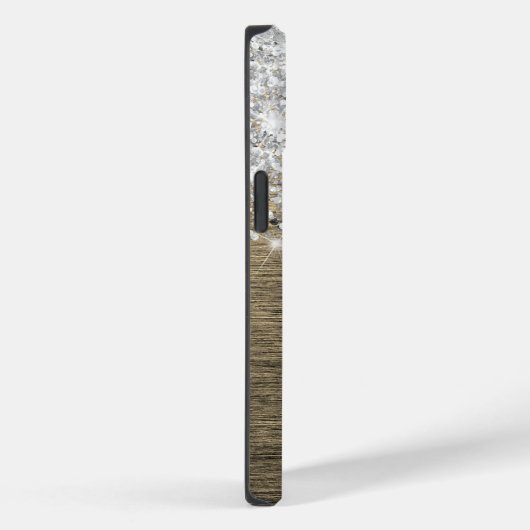 Monogram aus goldgegossenem Metall-Silber-Glitzer Case-Mate iPhone Hülle (Rückseite / Rechts)