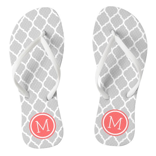 Monogram aus grauem und korallenmarokkanischem Qua Badesandalen (Fußbett)