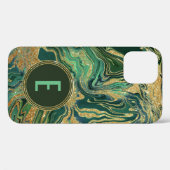 Monogram aus grünem Gold-Marmor-Glitzer Case-Mate iPhone Hülle (Rückseite (Horizontal))