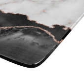 Monogram aus Luxus Marble Black Agate Gold Glitzer Schneidebrett (Ecke)