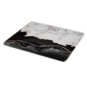 Monogram aus Luxus Marble Black Agate Gold Glitzer Schneidebrett (Ecke)