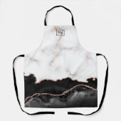 Monogram aus Luxus Marble Black Agate Gold Glitzer Schürze (Vorderseite)