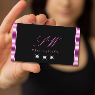 Monogram aus Luxuspinke und schwarzer Sparkling-Di Visitenkarte