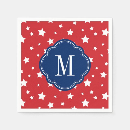 Monogram aus Red White and Blue Patriotic Stars Serviette (Vorderseite)