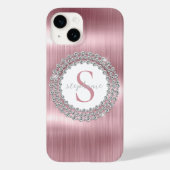 Monogram aus rosa Metalldiamanten Funkelnd luxuriö Case-Mate iPhone Hülle (Rückseite)