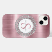 Monogram aus rosa Metalldiamanten Funkelnd luxuriö Case-Mate iPhone Hülle (Rückseite (Horizontal))