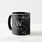 Monogram aus schwarzem Marmor Name Modern White In Tasse (Vorderseite Links)