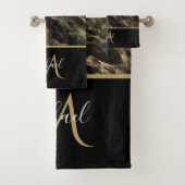 Monogram aus schwarzem und goldenem Marmor Elegant Badhandtuch Set (Insitu)