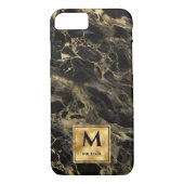 Monogram aus schwarzem und goldenem Marmor Elegant Case-Mate iPhone Hülle (Rückseite)