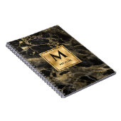 Monogram aus schwarzem und goldenem Marmor Elegant Notizblock (Rechte Seite)