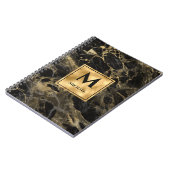 Monogram aus schwarzem und goldenem Marmor Elegant Notizblock (Linke Seite)