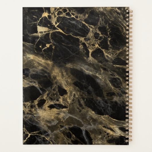 Monogram aus schwarzem und goldenem Marmor Elegant Planer (Rückseite)