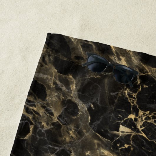 Monogram aus schwarzem und goldenem Marmor Elegant Strandtuch (Beispiel)