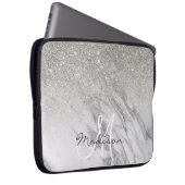 Monogram aus silberem Glitzer ombre Laptopschutzhülle (Vorne Rechts)