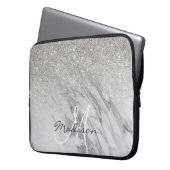 Monogram aus silberem Glitzer ombre Laptopschutzhülle (Vorderseite Links)