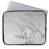 Monogram aus silberem Glitzer ombre Laptopschutzhülle (Vorderseite)