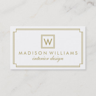 Monogram aus White und Gold Art Deco Visitenkarte