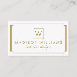 Monogram aus White und Gold Art Deco Visitenkarte