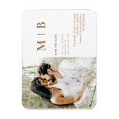 Monogram aus zwei Fotos Gold und Weiß Save the Dat Magnet (Vertikal)