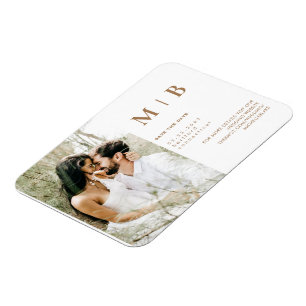 Monogram aus zwei Fotos Gold und Weiß Save the Dat Magnet