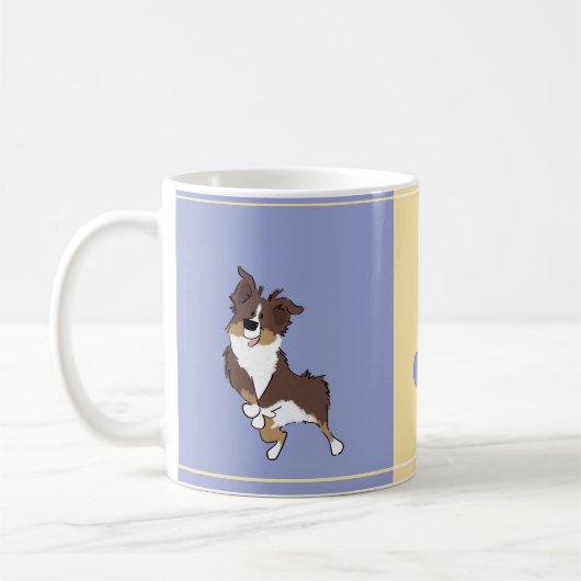 Monogram Australian Shepherd Happy Color Block Kaffeetasse (Links)