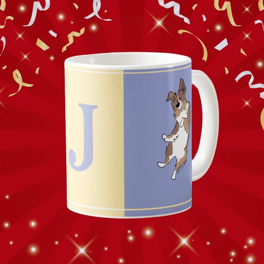 Monogram Australian Shepherd Happy Color Block Kaffeetasse