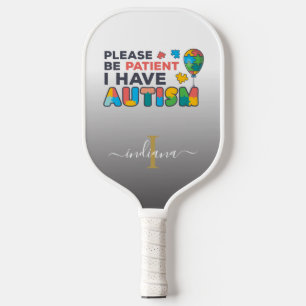 Monogram Autism Awareness Script Name Pickleball Schläger