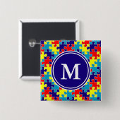 Monogram Autismus Awareness Aspergers Puzzle Muste Button (Vorne & Hinten)
