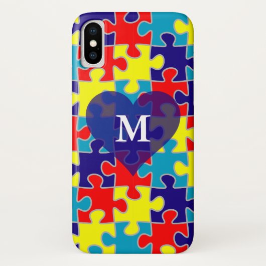 Monogram Autismus Awareness Aspergers Puzzle Muste Case-Mate iPhone Hülle (Rückseite)