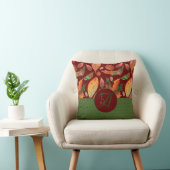 Monogram Autumn Leaves Fall Deep Red Green Decor Kissen (Stuhl )