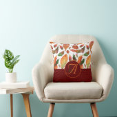 Monogram Autumn Leaves Fall Deep Red Green Decor Kissen (Stuhl )
