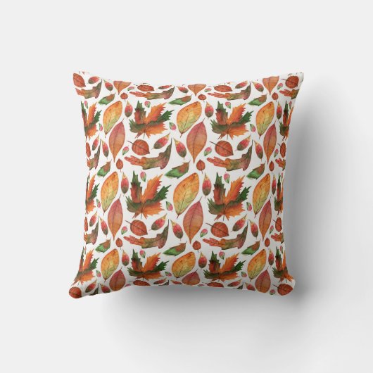 Monogram Autumn Leaves Fall Deep Red Green Decor Kissen (Rückseite)