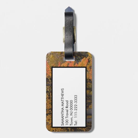 Monogram Autumn Leaves Trees Gepäckanhänger (Rückseite vertikal)