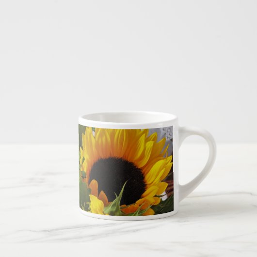 Monogram Autumn Sunflores Foto Print 6oz Espressotasse (Rechts)