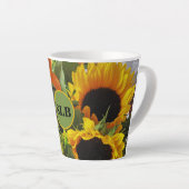 Monogram Autumn Sunflowers Foto Print 12oz Milchtasse (Rechte Ecke)