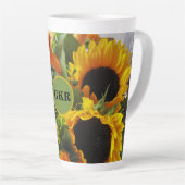 Monogram Autumn Sunflowers Foto Print 17oz Milchtasse (Rechte Ecke)
