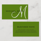 Monogram Avocado-Farbhintergrund Visitenkarte (Vorne/Hinten)