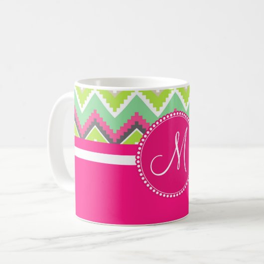 Monogram Aztec Andes Tribal Mountains Zickzack Kaffeetasse (Vorderseite Links)