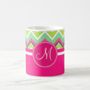 Monogram Aztec Andes Tribal Mountains Zickzack Kaffeetasse