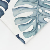 Monogram Azure Blue Tropical Blätter Gold Newlywed Fleecedecke (Ecke)