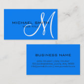 Monogram-AzurfarbHintergrundfarbe Visitenkarte (Vorne/Hinten)