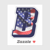 Monogram B American Flag Letter B Initial USA Aufkleber (Blatt)