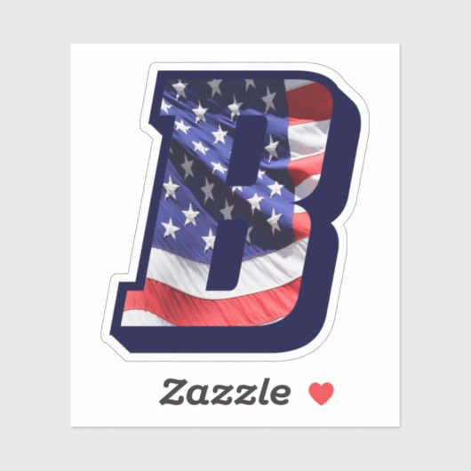 Monogram B American Flag Letter B Initial USA Aufkleber (Blatt)