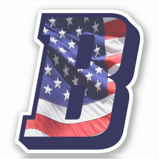 Monogram B American Flag Letter B Initial USA Aufkleber (Vorderseite)